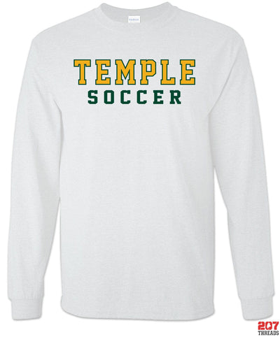 Temple Academy Soccer Block Letter Long Sleeve Shirt