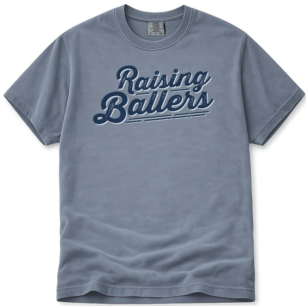 Sports Dad Raising Ballers Tee - Blue Jean