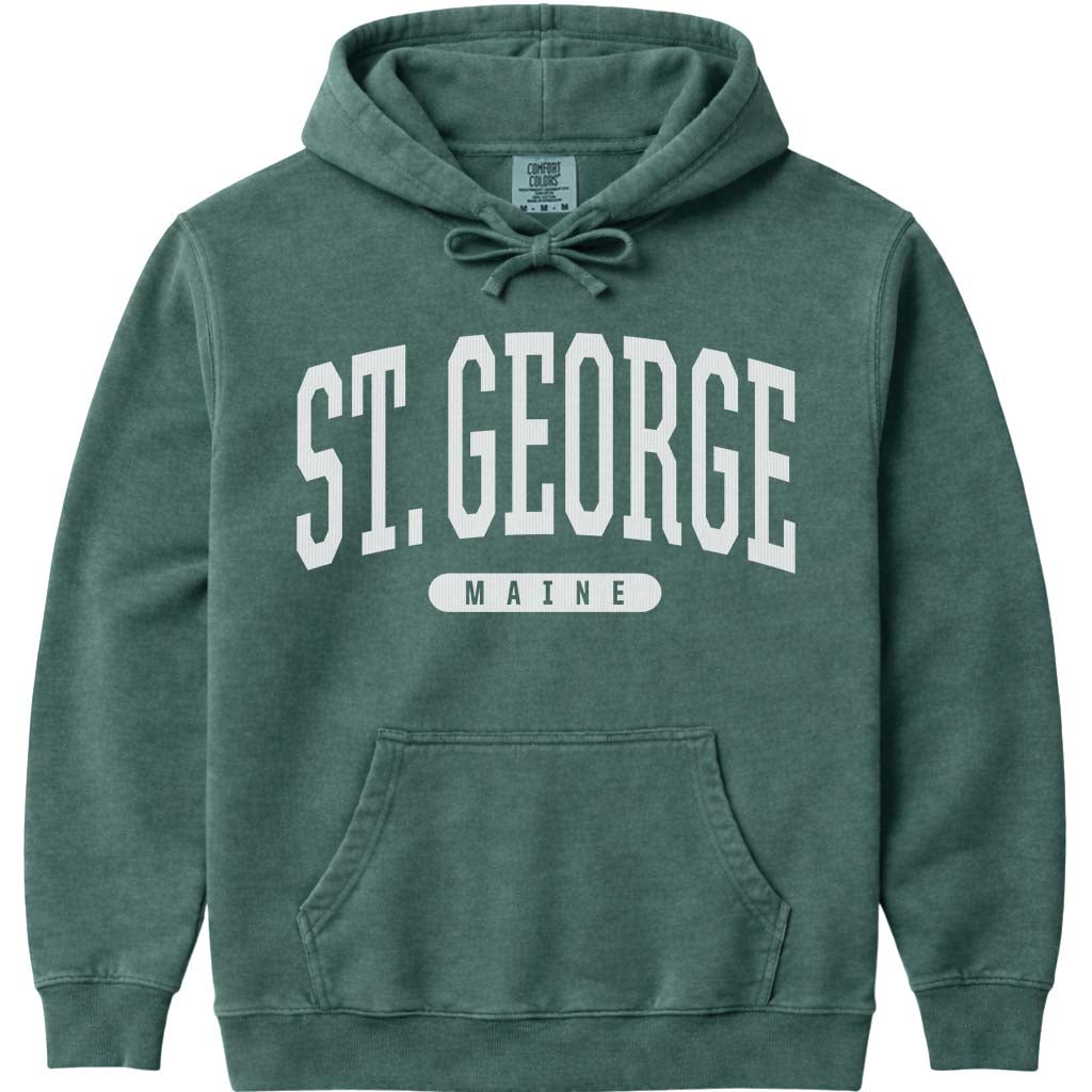 Retro St. George Maine Hooded Sweatshirt - Blue Spruce