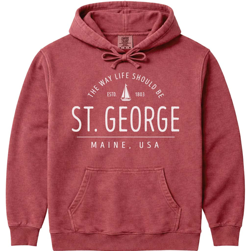 St. George Sailboat Hoodie - Crimson