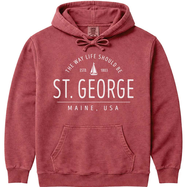 St. George Sailboat Hoodie - Crimson