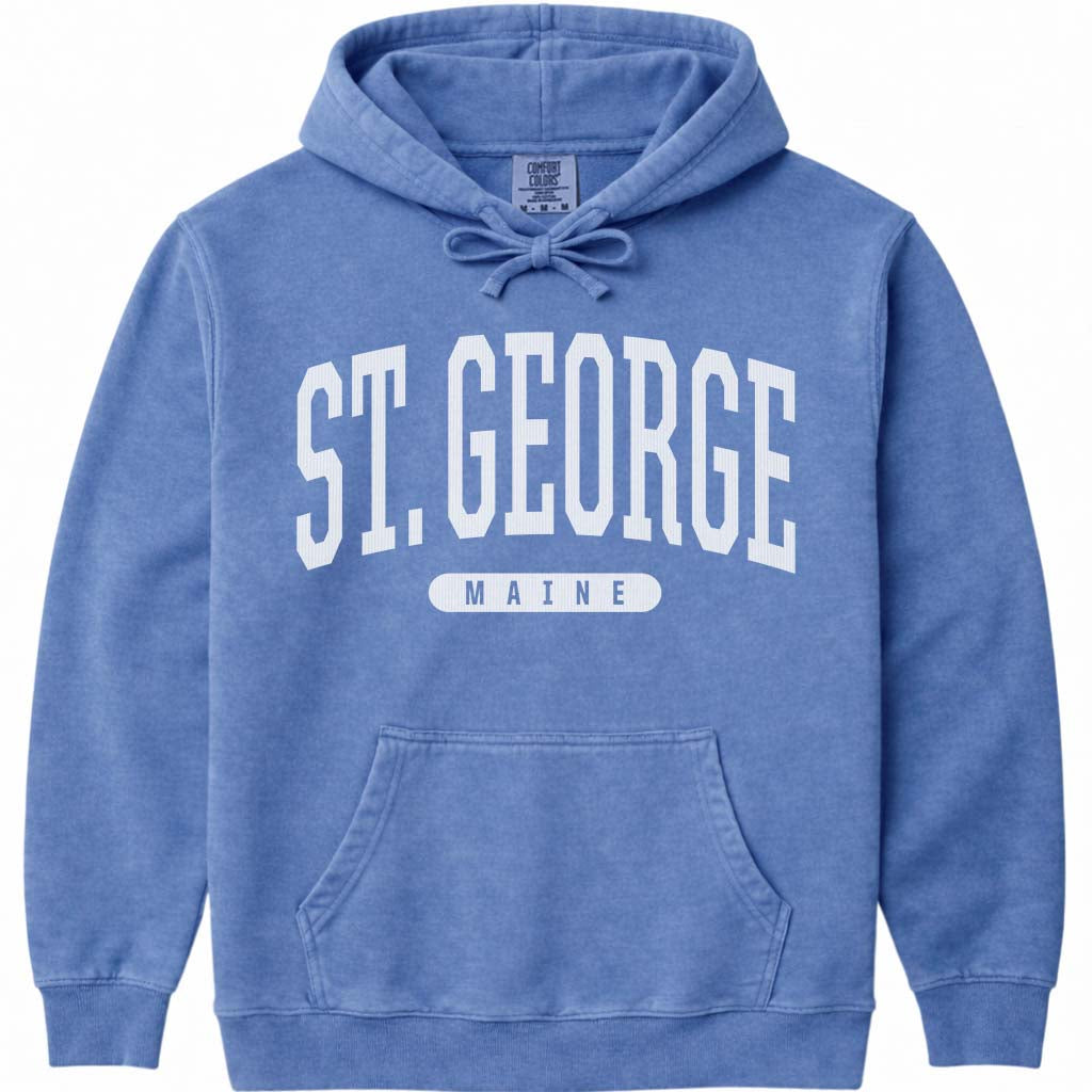 Retro St. George Maine Hooded Sweatshirt - Flo Blue