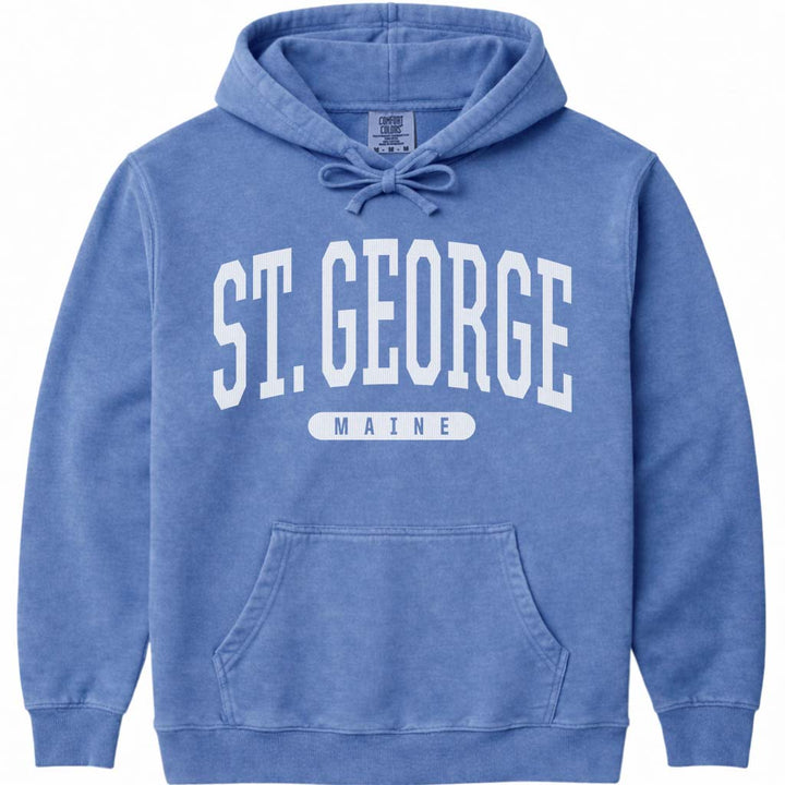 Retro St. George Maine Hooded Sweatshirt - Flo Blue