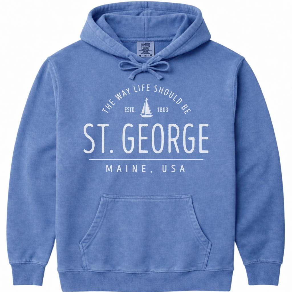 St. George Sailboat Hoodie - Flo Blue