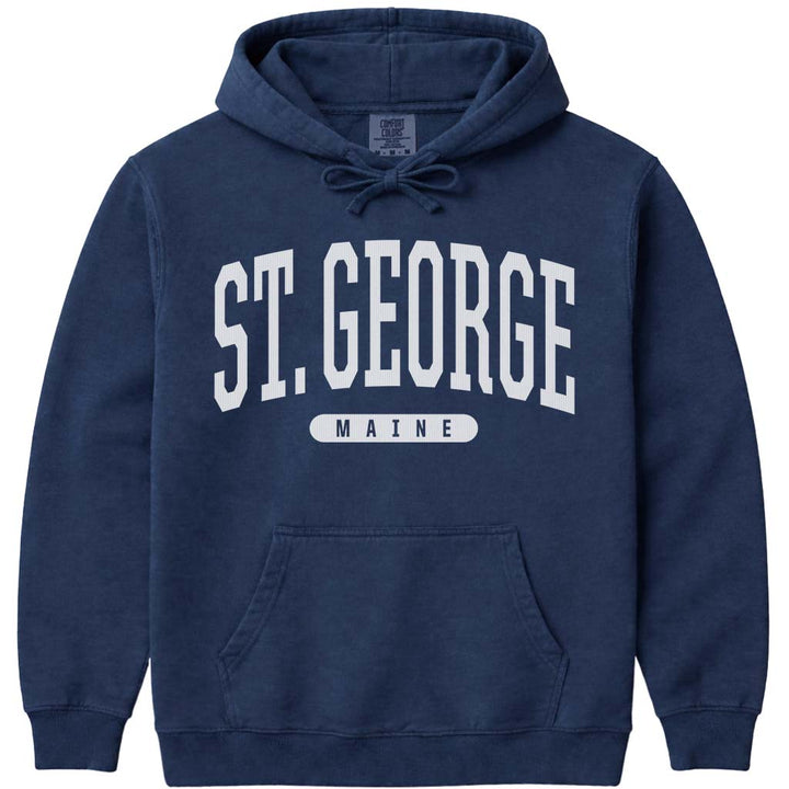 Retro St. George Maine Hooded Sweatshirt - Navy