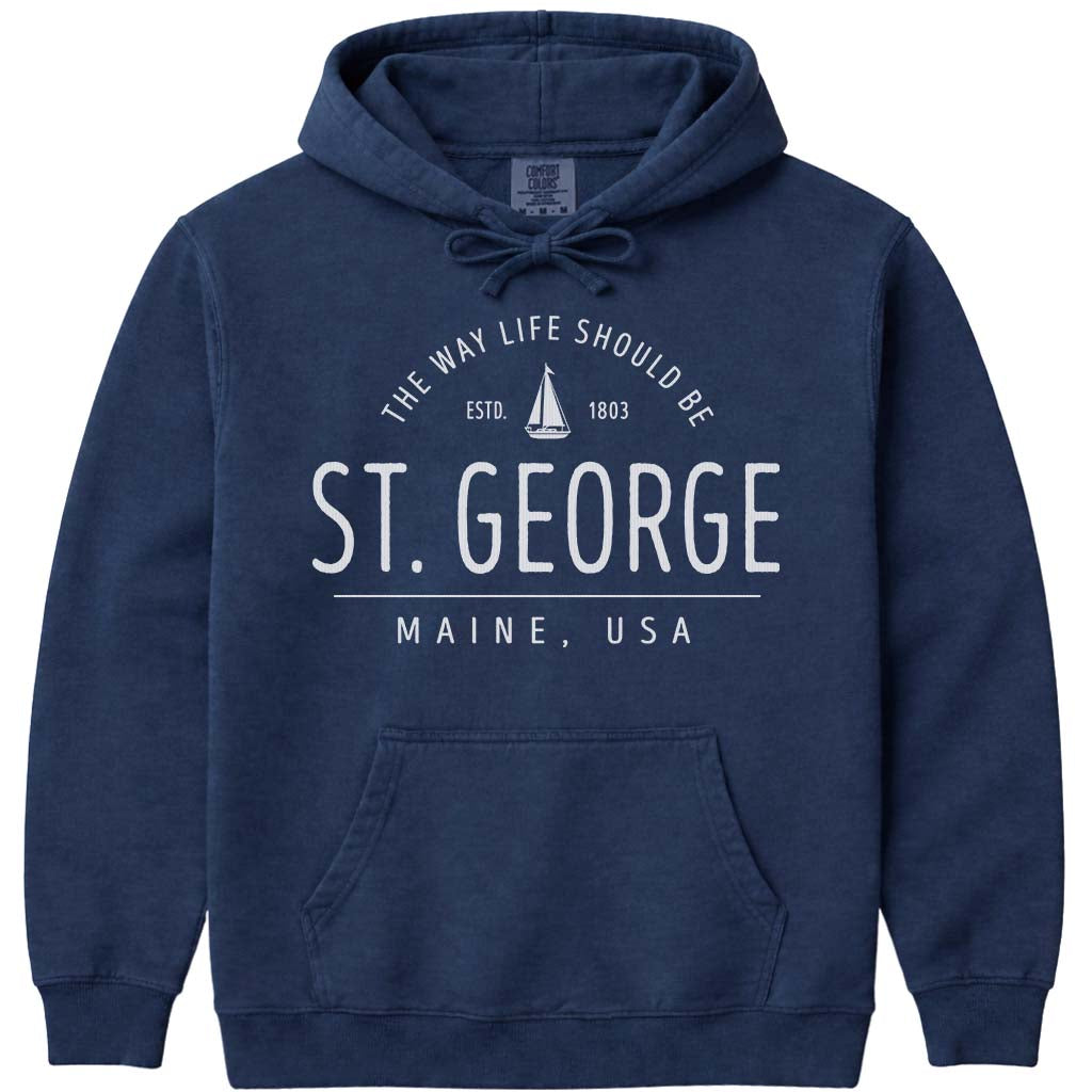 St. George Sailboat Hoodie - Navy