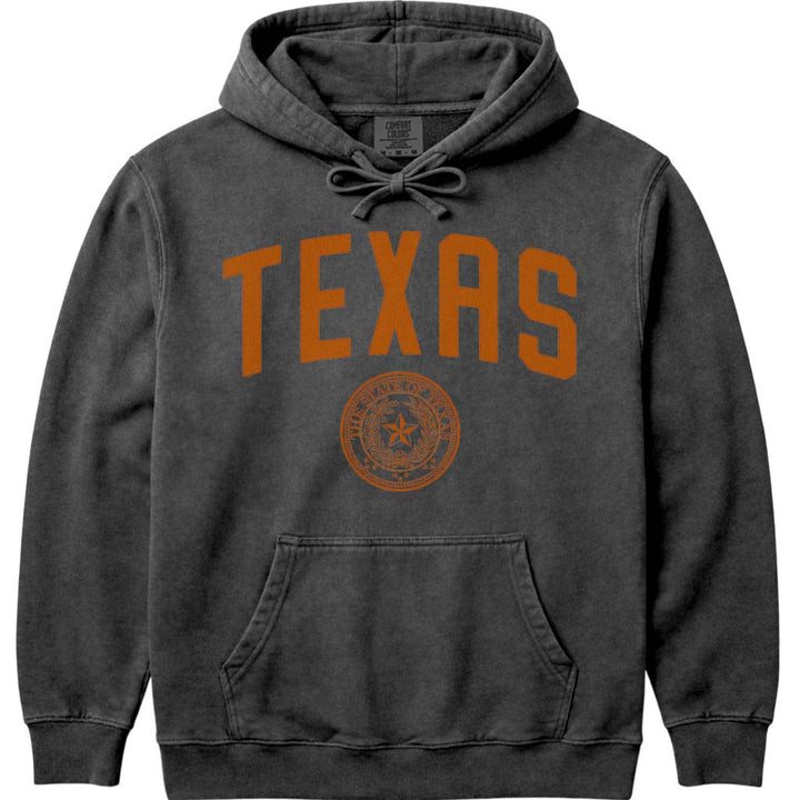 State Seal of Texas Hoodie Sweatshirt - Pepper