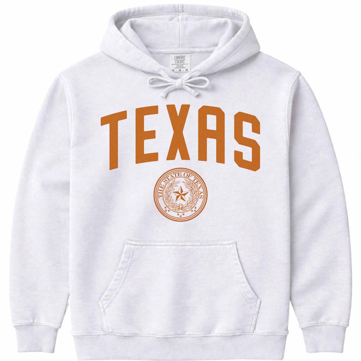 State Seal of Texas Hoodie Sweatshirt - White