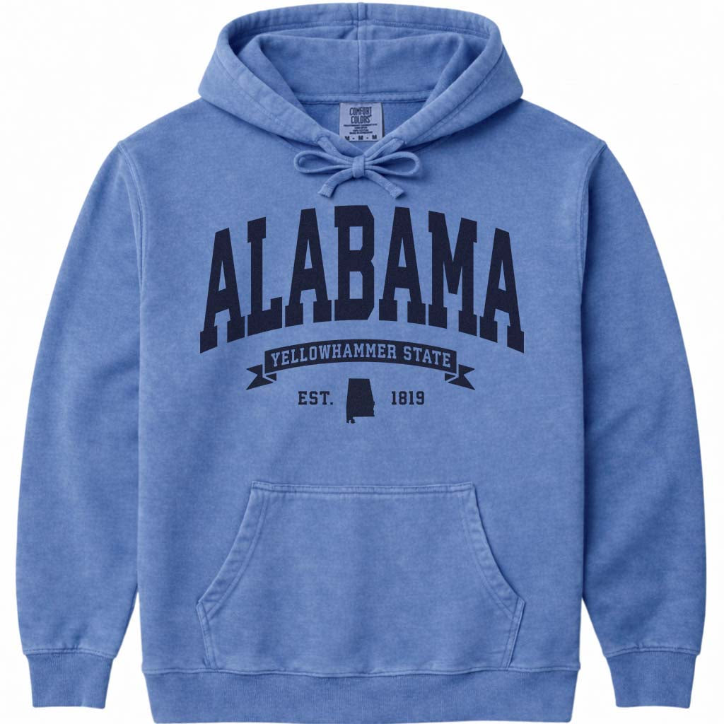 State of Alabama Hoodie Sweatshirt - Flo Blue
