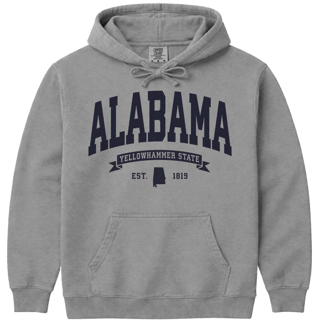 State of Alabama Hoodie Sweatshirt - Grey