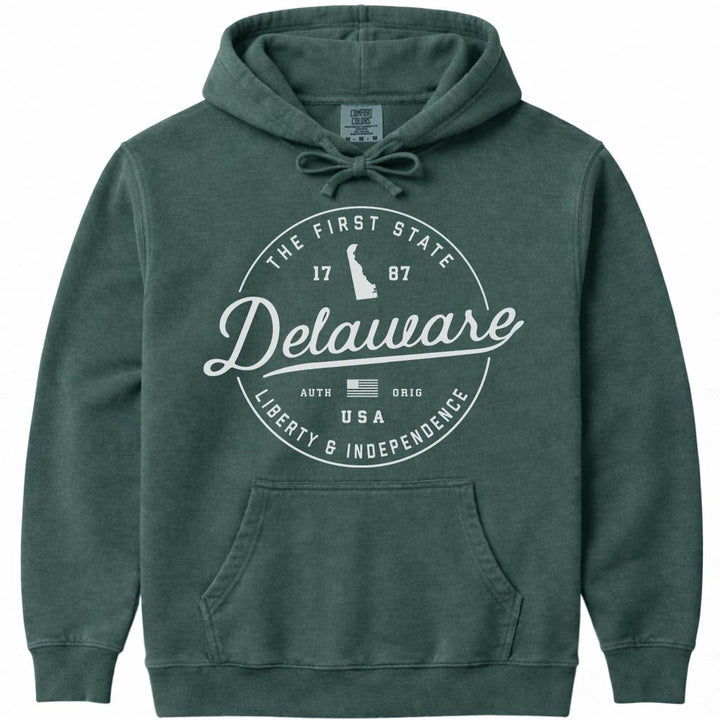 State of Delaware Hoodie Sweatshirt - Blue Spruce