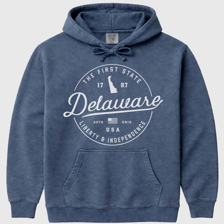State of Delaware Hoodie Sweatshirt - Denim
