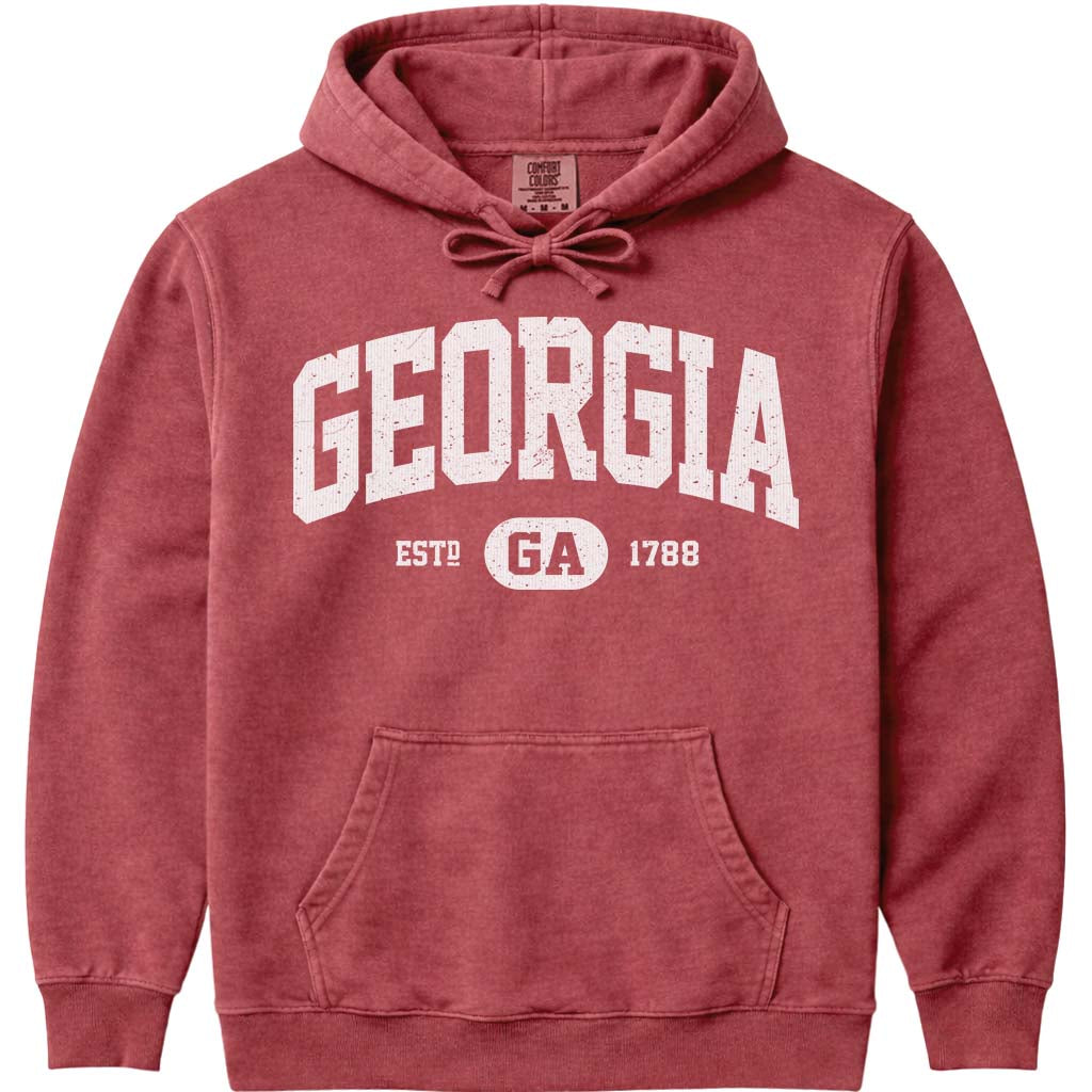 State of Georgia Hoodie Sweatshirt - Crimson