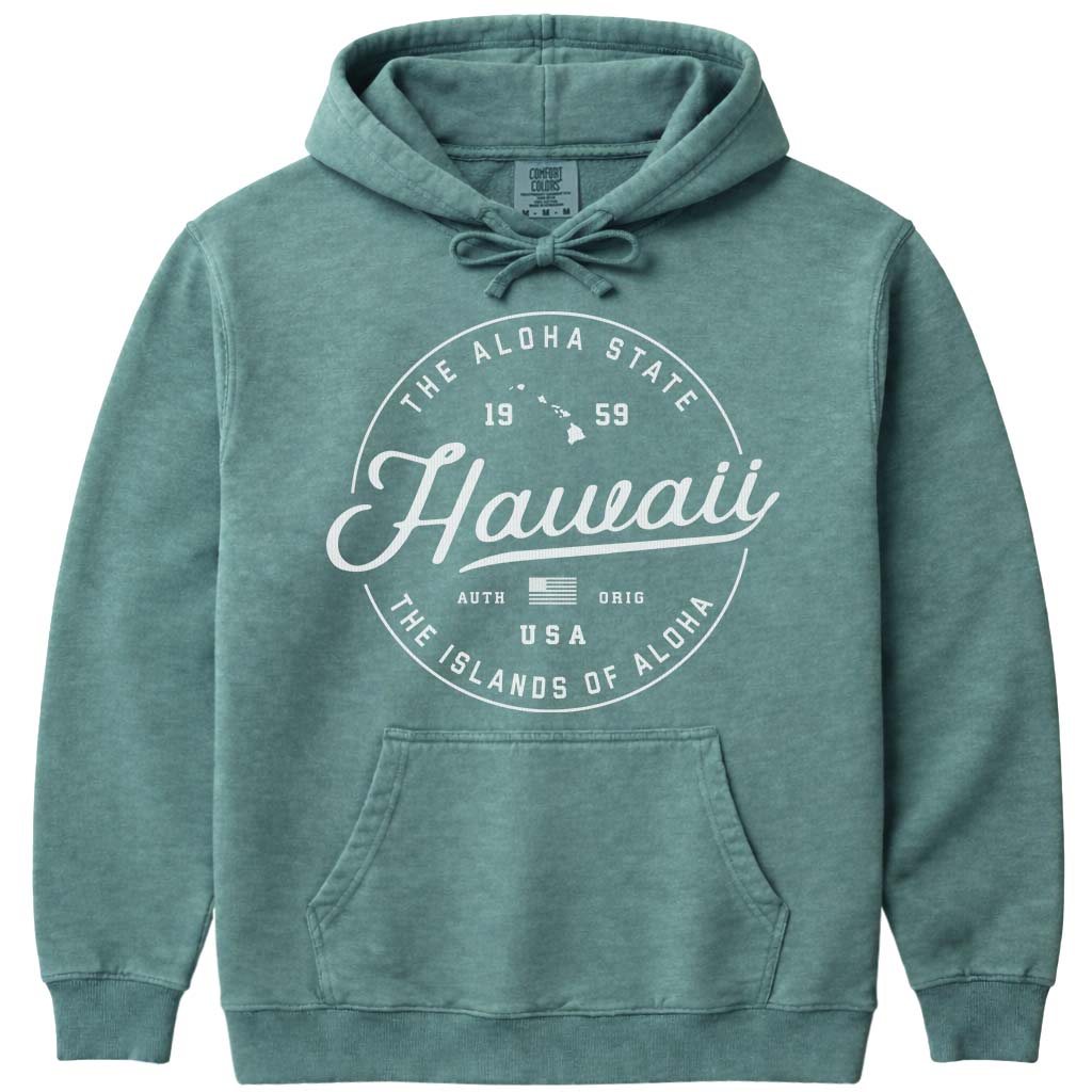 State of Hawaii Hoodie Sweatshirt - Light Green