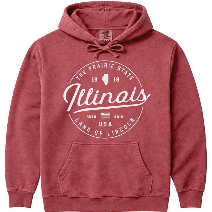 State of Illinois Hoodie Sweatshirt - Crimson