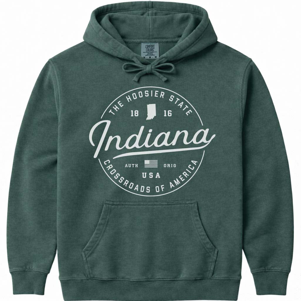 State of Indiana Hoodie Sweatshirt - Blue Spruce