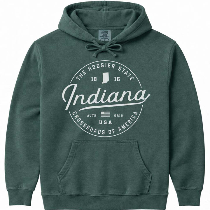 State of Indiana Hoodie Sweatshirt - Blue Spruce