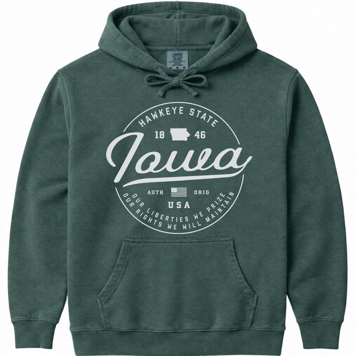State of Iowa Hoodie Sweatshirt - Blue Spruce