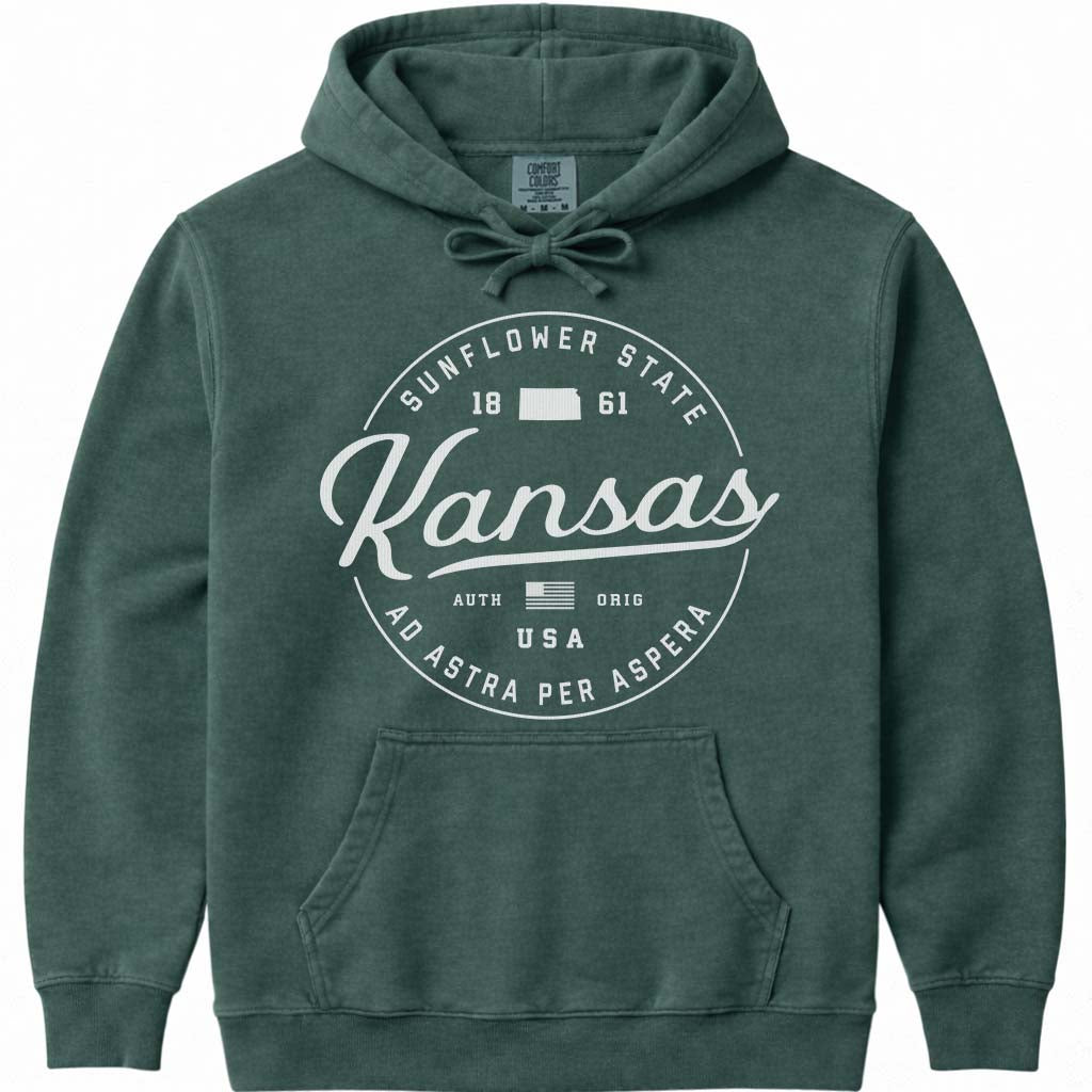 State of Kansas Hoodie Sweatshirt - Blue Spruce