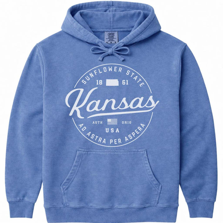 State of Kansas Hoodie Sweatshirt - Flo Blue