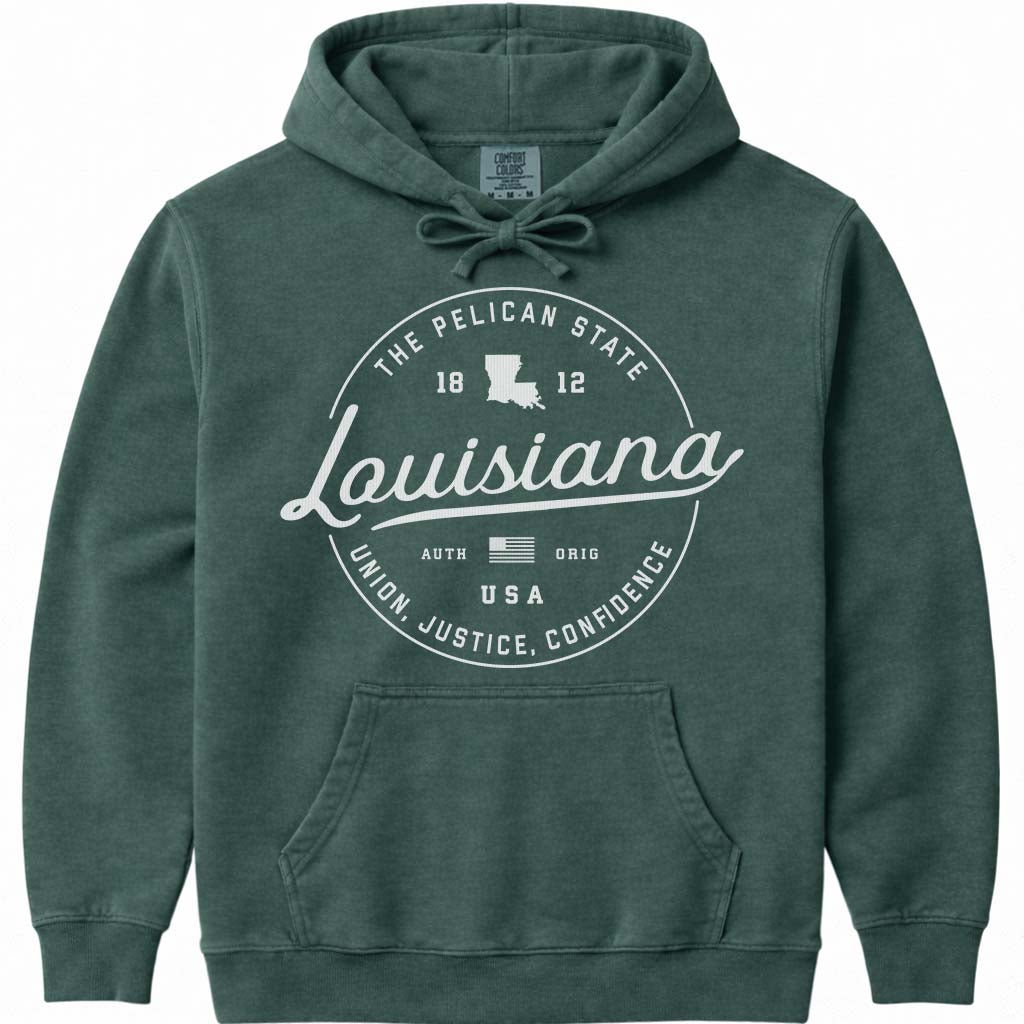 State of Louisiana Hoodie Sweatshirt - Blue Spruce