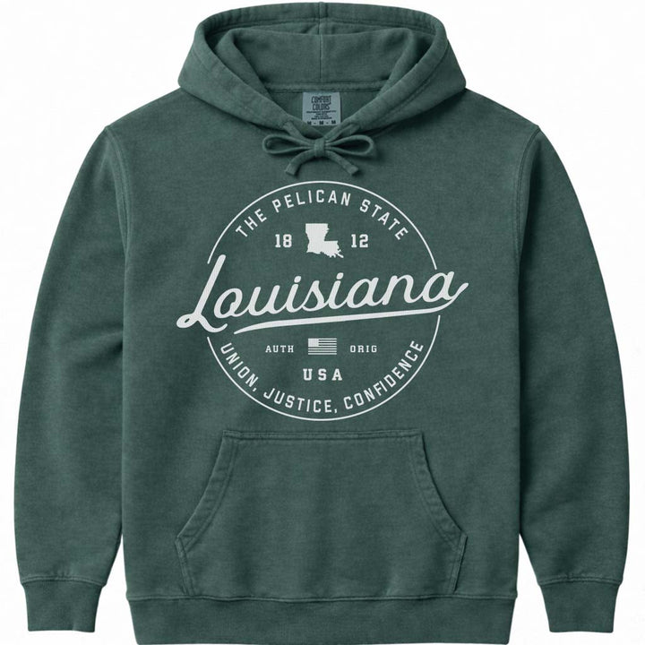 State of Louisiana Hoodie Sweatshirt - Blue Spruce