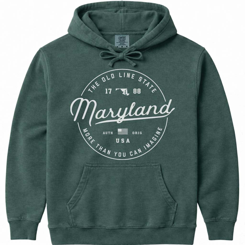 State of Maryland Hoodie Sweatshirt - Blue Spruce