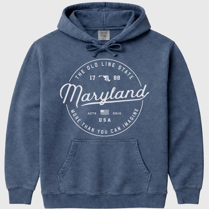 State of Maryland Hoodie Sweatshirt - Denim