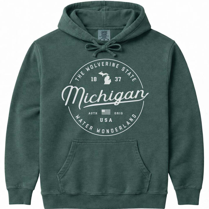 State of Michigan Hoodie Sweatshirt - Blue Spruce