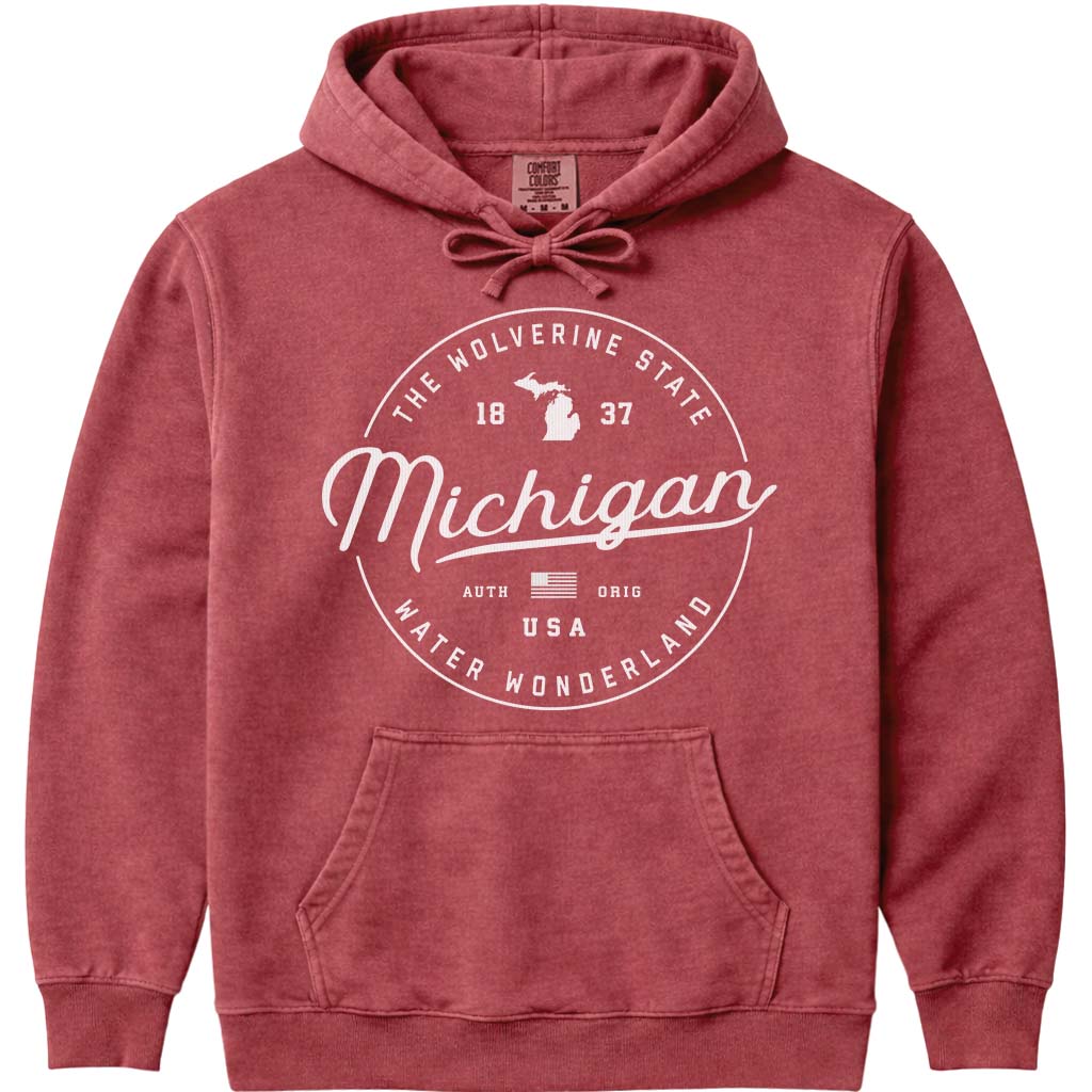 State of Michigan Hoodie Sweatshirt - Crimson