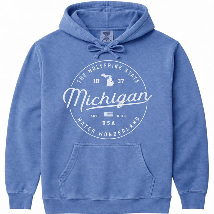 State of Michigan Hoodie Sweatshirt - Flo Blue