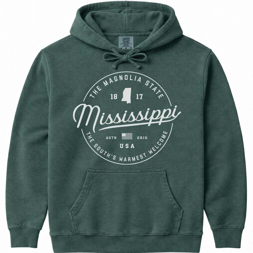 State of Mississippi Hoodie Sweatshirt - Blue Spruce