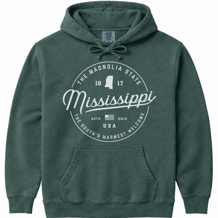 State of Mississippi Hoodie Sweatshirt - Blue Spruce