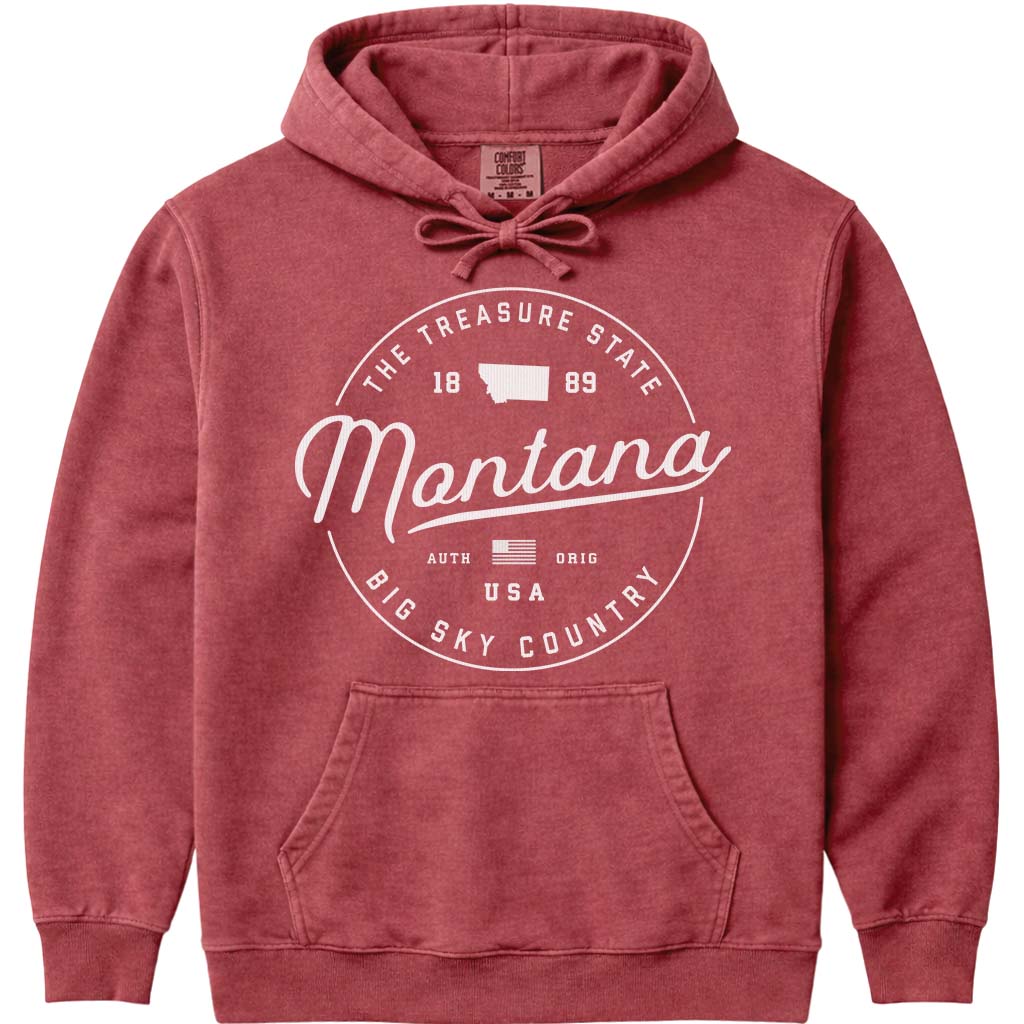 State of Montana Hoodie Sweatshirt - Crimson