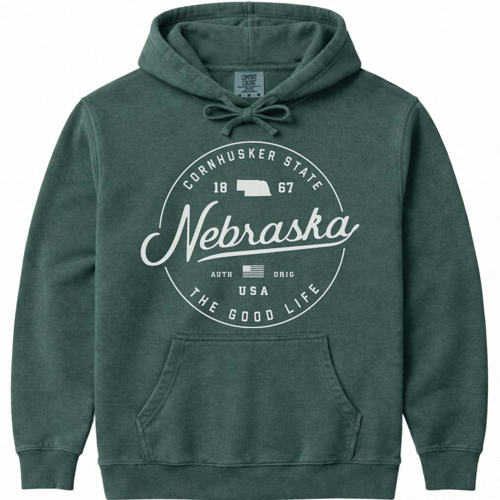 State of Nebraska Hoodie Sweatshirt - Blue Spruce