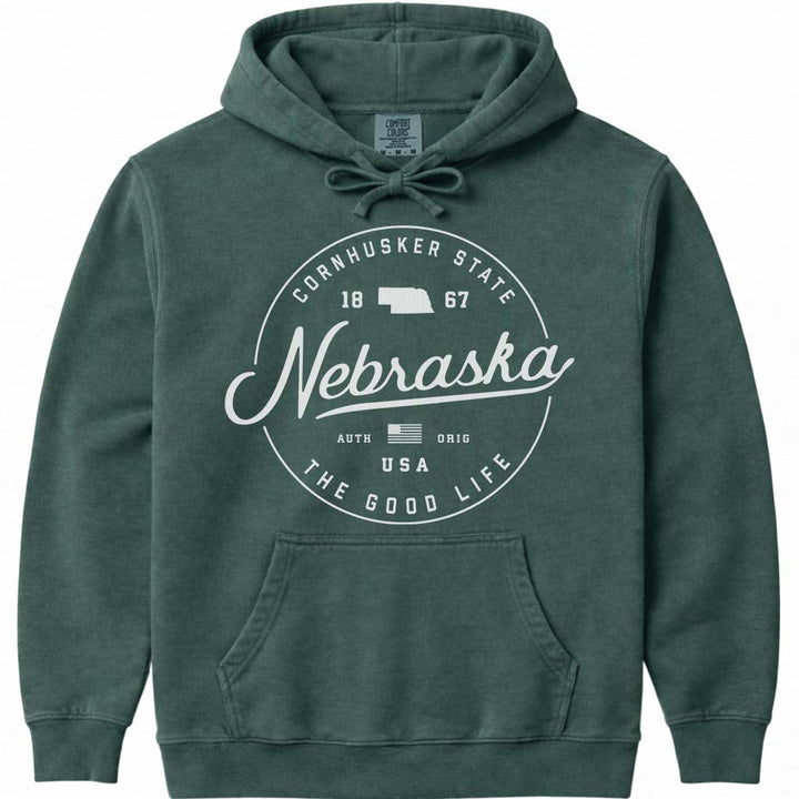 State of Nebraska Hoodie Sweatshirt - Blue Spruce