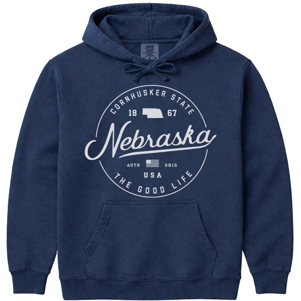State of Nebraska Hoodie Sweatshirt - Navy