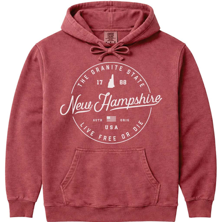 State of New Hampshire Hoodie NH Sweatshirt Live Free Or Die Sweater - Crimson