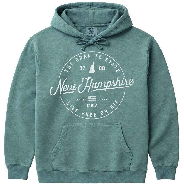 State of New Hampshire Hoodie NH Sweatshirt Live Free Or Die Sweater - Light Green