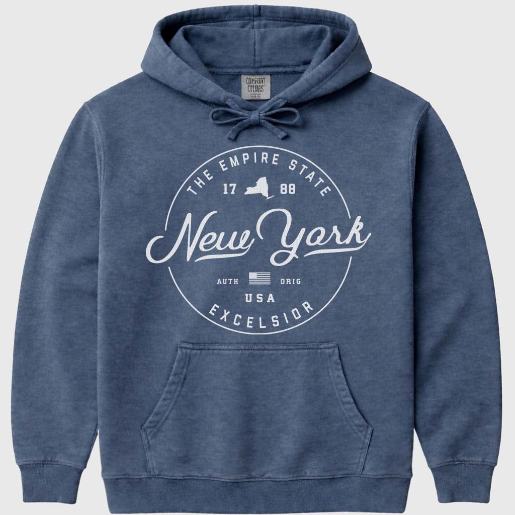 State of New York Hoodie NY Sweatshirt - Denim