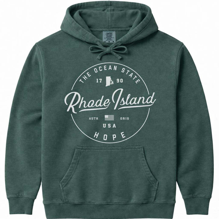 State of Rhode Island Hoodie RI Sweatshirt - Blue Spruce