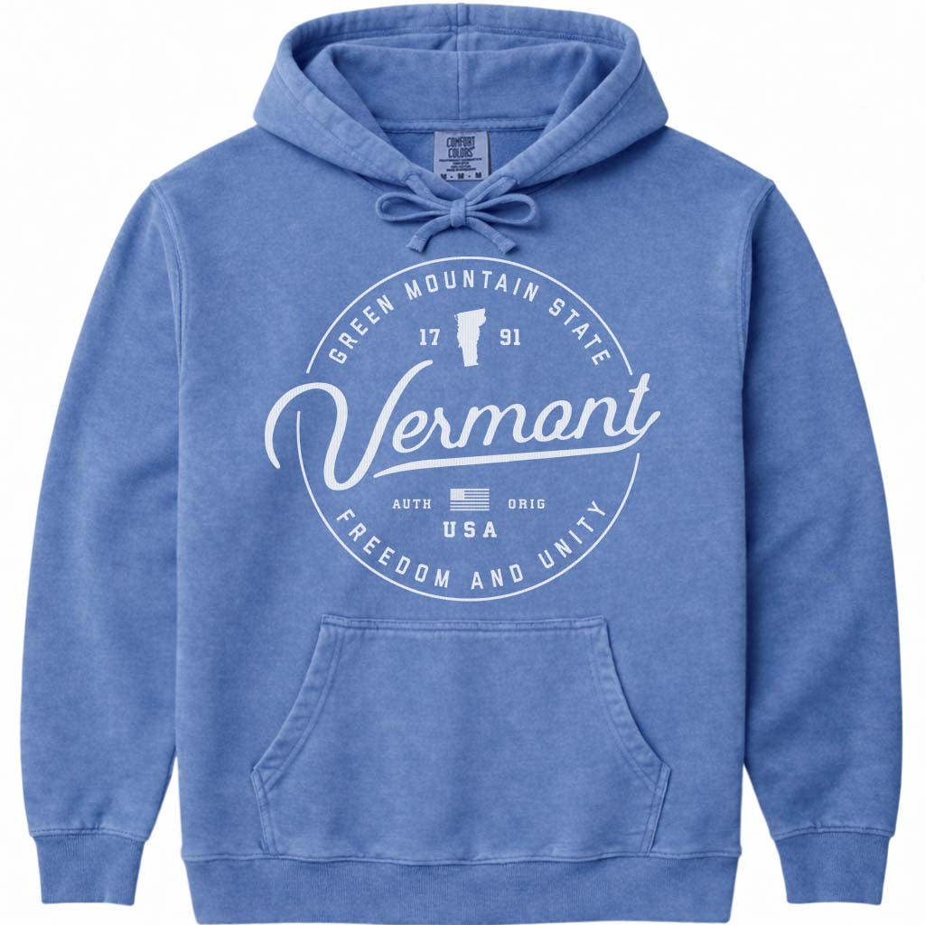 State of Vermont Hoodie Sweatshirt - Flo Blue