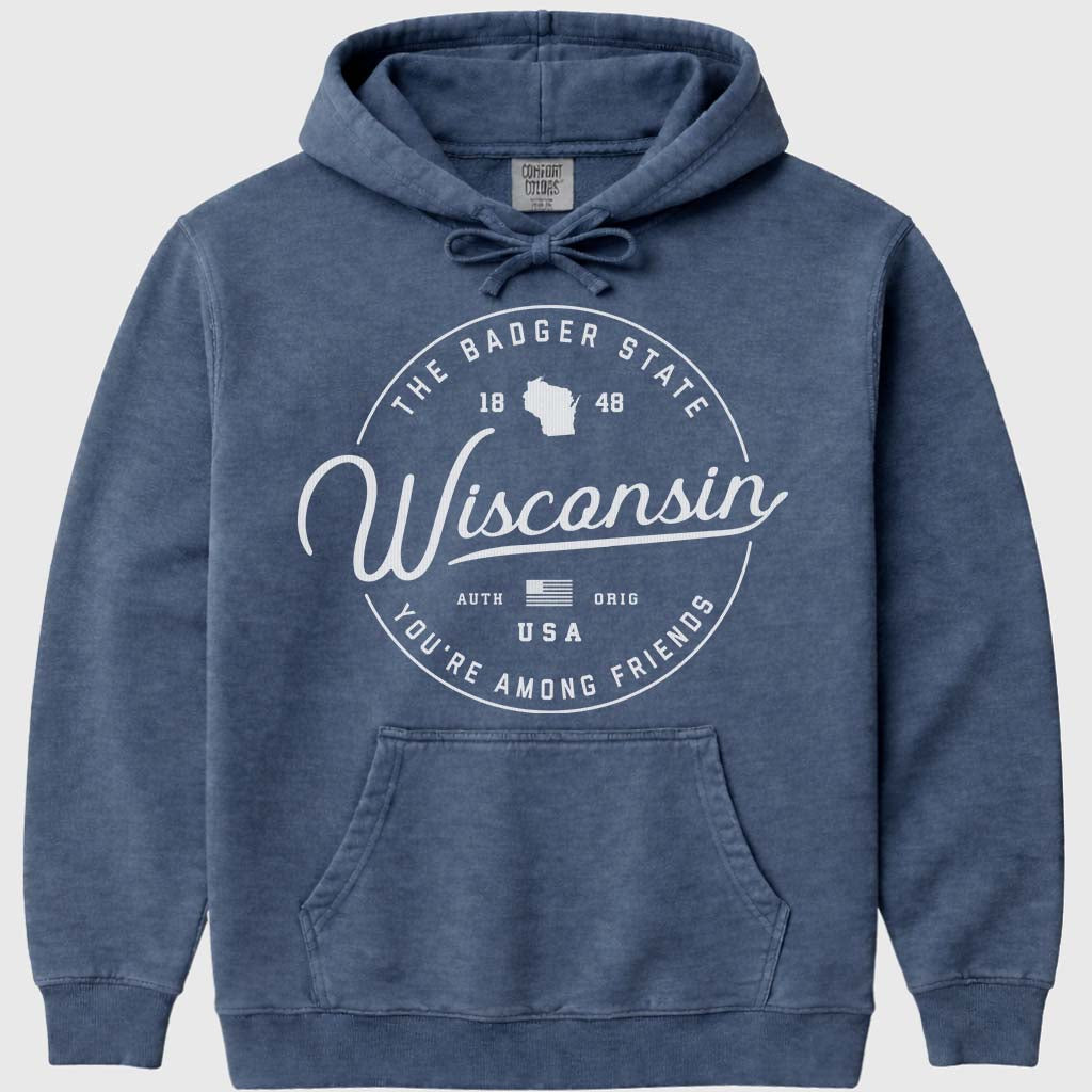 State of Wisconsin Hoodie Sweatshirt - Denim