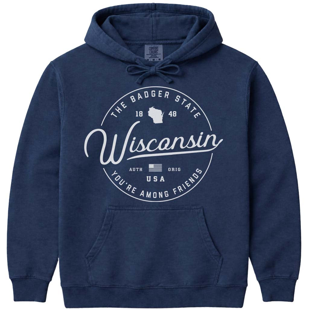 State of Wisconsin Hoodie Sweatshirt - Navy