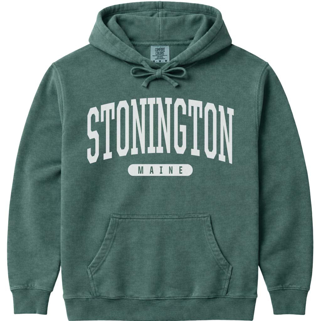 Stonington Maine Block Letter Hoodie - Blue Spruce