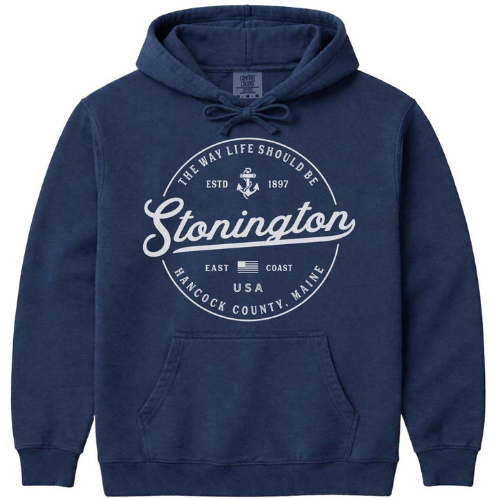 Stonington Maine Hooded Sweatshirt - Navy