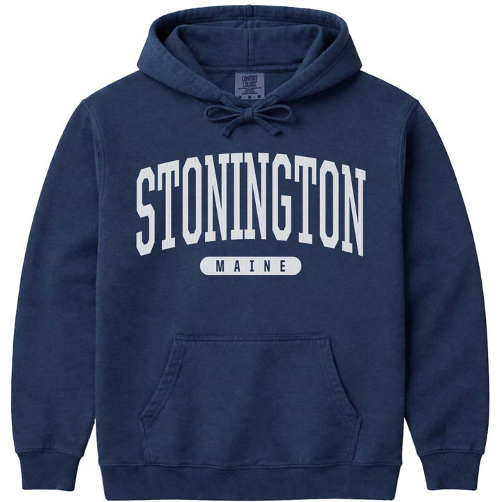 Stonington Maine Block Letter Hoodie - Navy