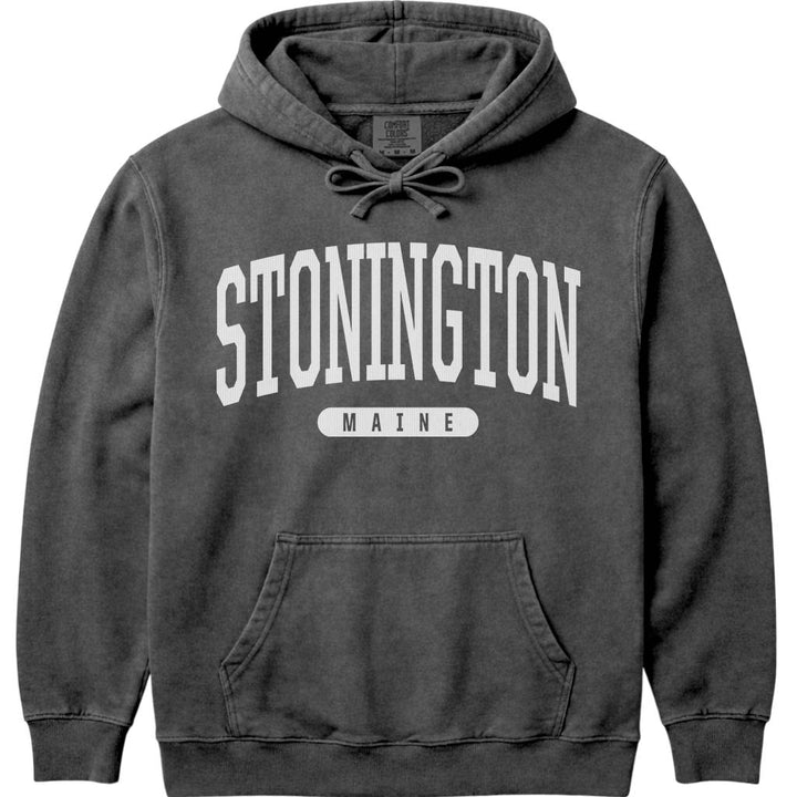 Stonington Maine Block Letter Hoodie - Pepper