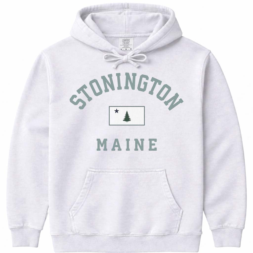 Stonington Maine Flag Sweatshirt - White