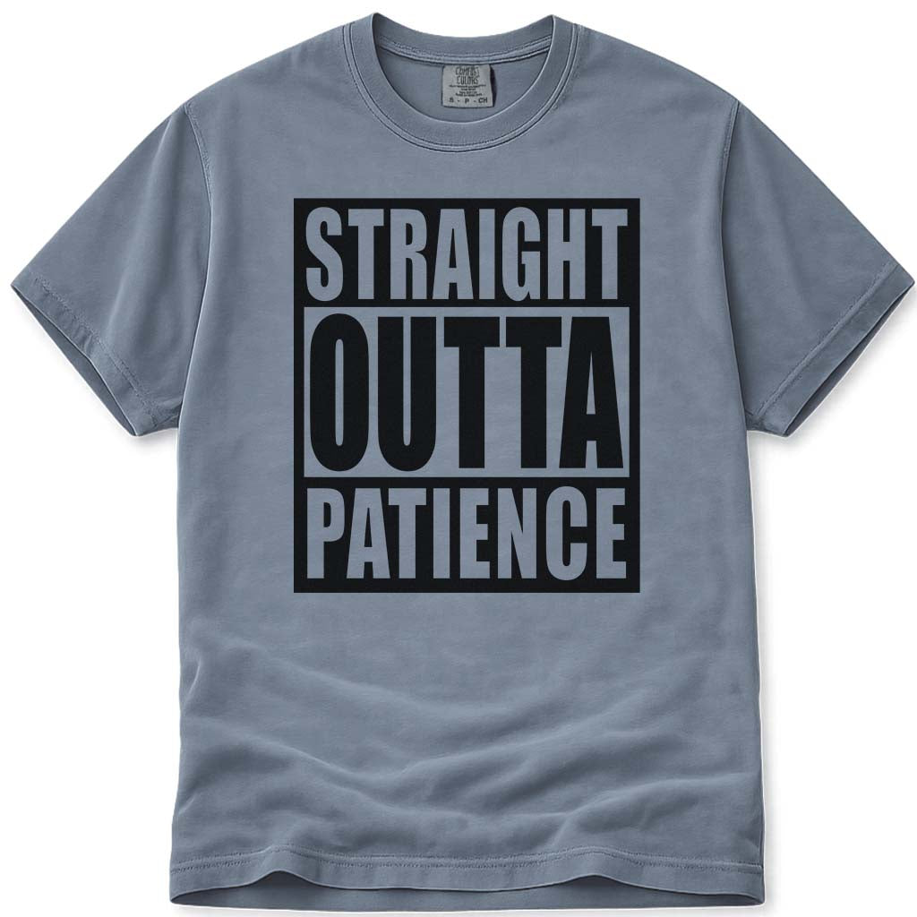 Straight Outta Patience Funny Dad Tee - Blue Jean